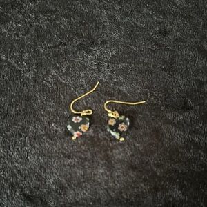 Gold and Black Heart Earrings
